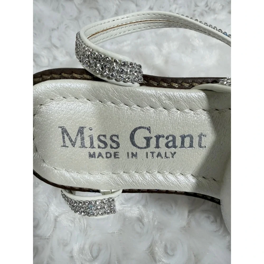 Miss Grant Girl White Rhinestone Strappy Sandals Made in Italy Size 30 EUR 12 US